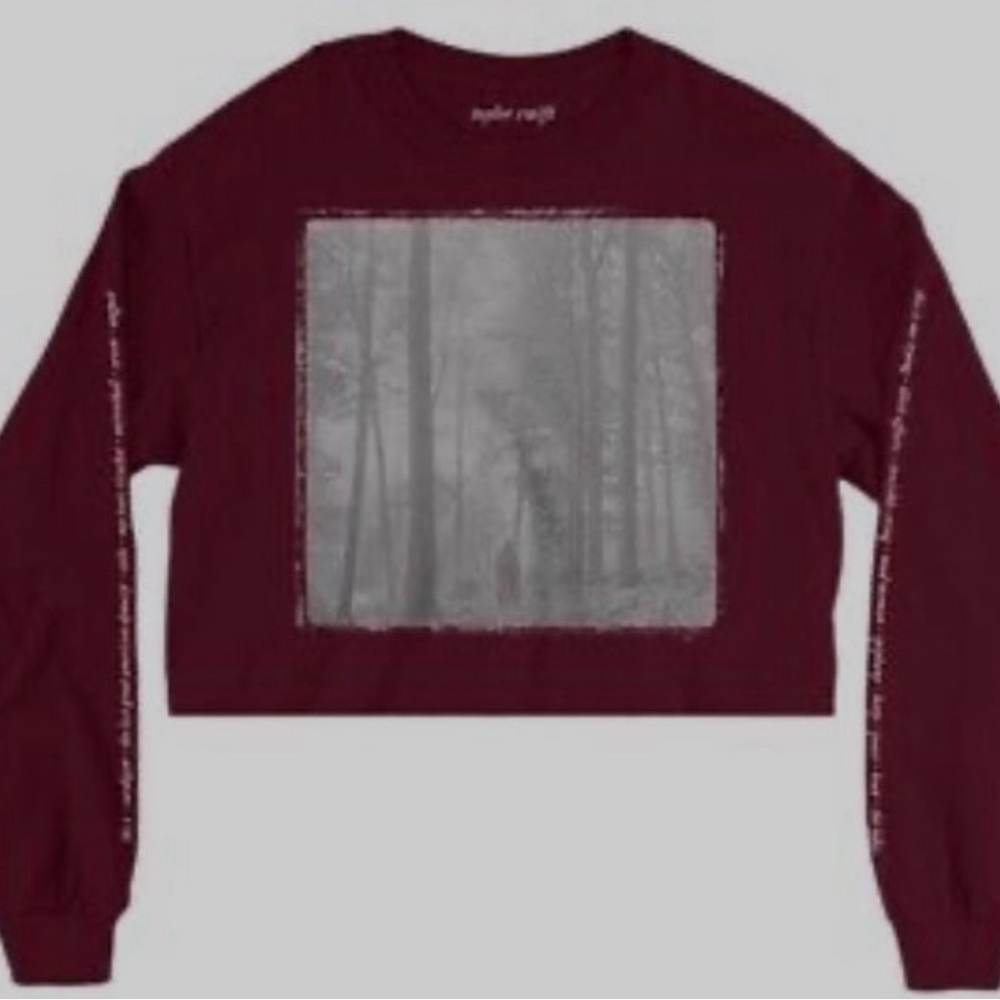 Folklore long sleeved in the trees maroon crop top